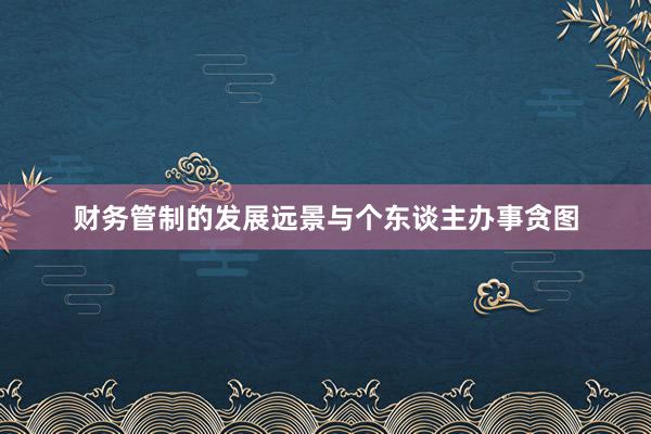 财务管制的发展远景与个东谈主办事贪图