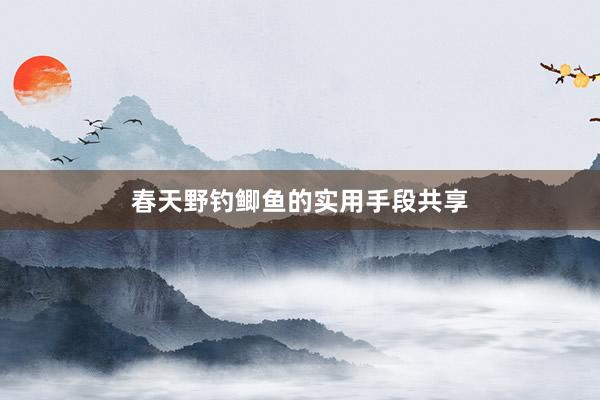 春天野钓鲫鱼的实用手段共享